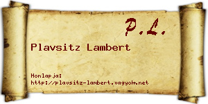 Plavsitz Lambert névjegykártya